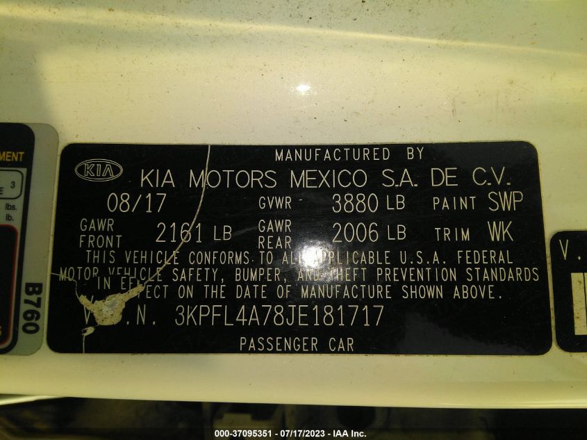 2018 KIA FORTE LX - 3KPFL4A78JE181717