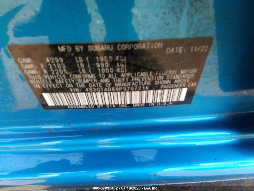 2023 SUBARU IMPREZA - 4S3GTAB69P3707216