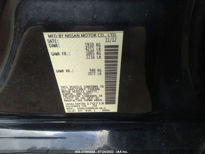 2013 NISSAN ALTIMA 2.5 SL - 1N4AL3AP2DC170718