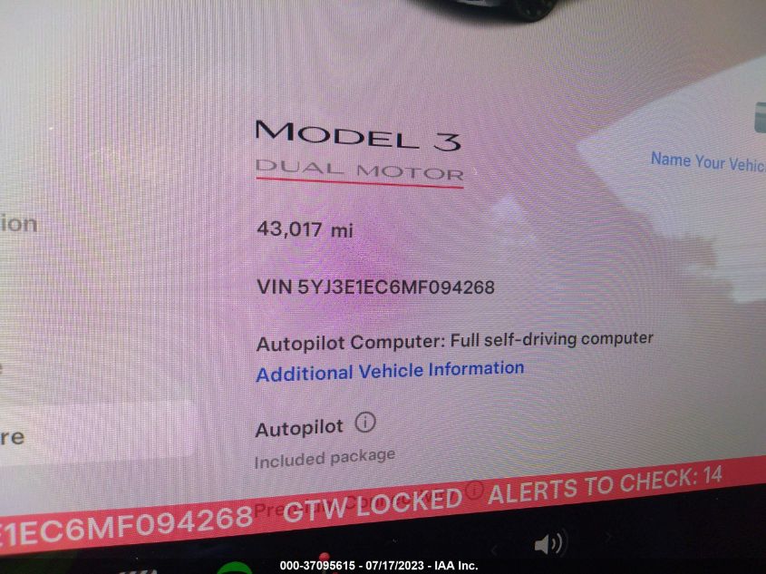 2021 TESLA MODEL 3 PERFORMANCE - 5YJ3E1EC6MF094268
