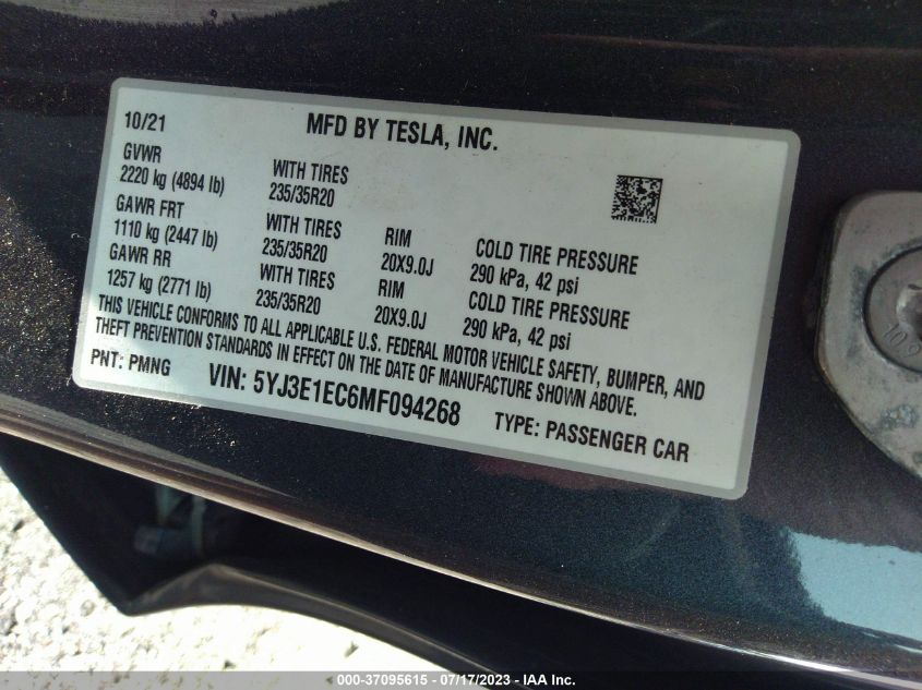 2021 TESLA MODEL 3 PERFORMANCE - 5YJ3E1EC6MF094268