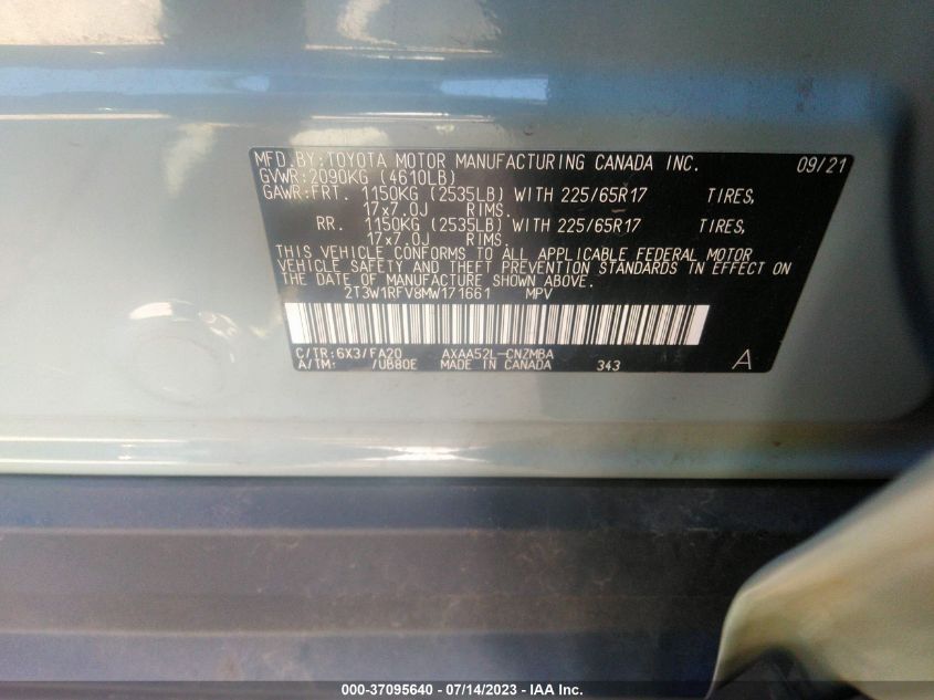 2021 TOYOTA RAV4 XLE - 2T3W1RFV8MW171661