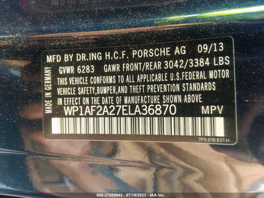 2014 PORSCHE CAYENNE DIESEL - WP1AF2A27ELA36870