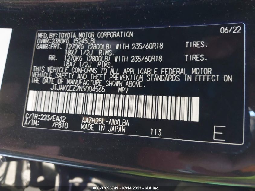 2022 LEXUS NX 350H - JTJAKCEZ2N5004565