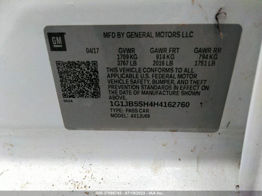 2017 CHEVROLET SONIC LS - 1G1JB5SH4H4162760