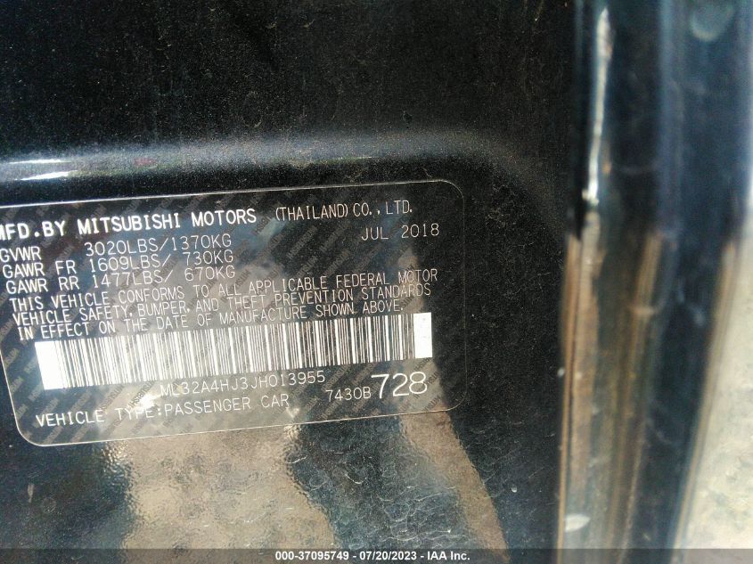 2018 MITSUBISHI MIRAGE SE - ML32A4HJ3JH013955