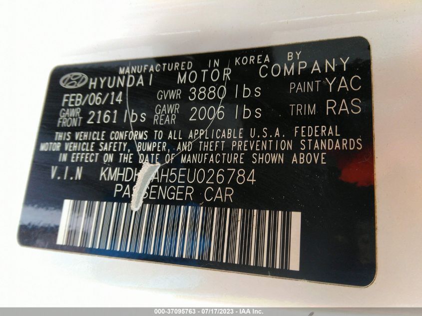 2014 HYUNDAI ELANTRA COUPE - KMHDH6AH5EU026784