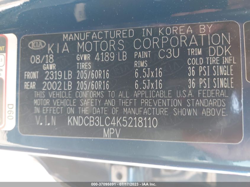 2019 KIA NIRO LX - KNDCB3LC4K5218110