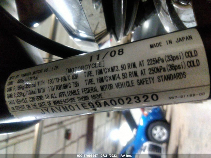 2009 YAMAHA XVS950 A - JYAVN01E99A002320