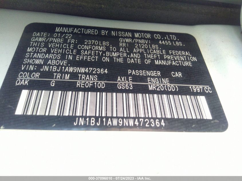 2022 NISSAN ROGUE SPORT S - JN1BJ1AW9NW472364