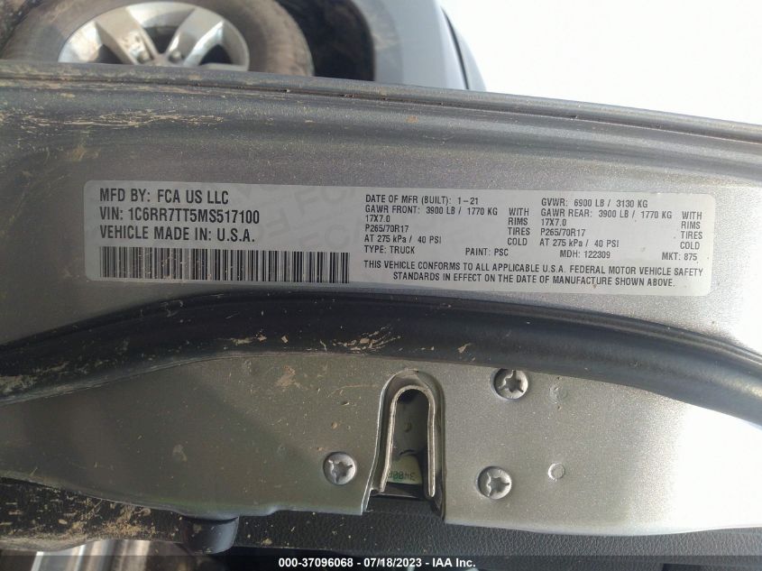 2021 RAM 1500 CLASSIC SLT - 1C6RR7TT5MS517100