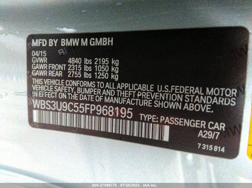 2015 BMW M4 - WBS3U9C55FP968195