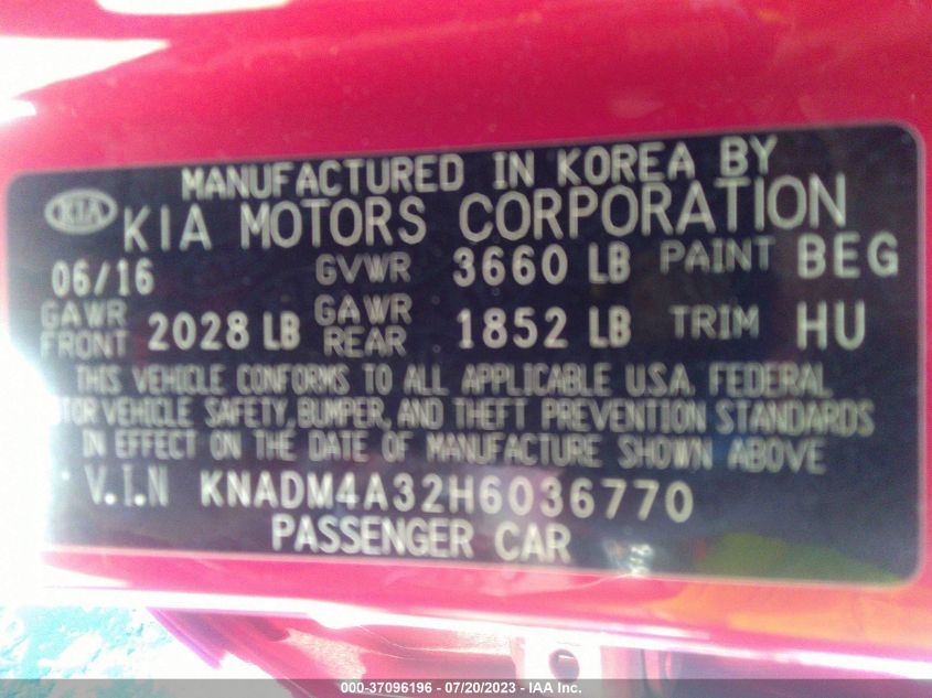 2017 KIA RIO LX - KNADM4A32H6036770