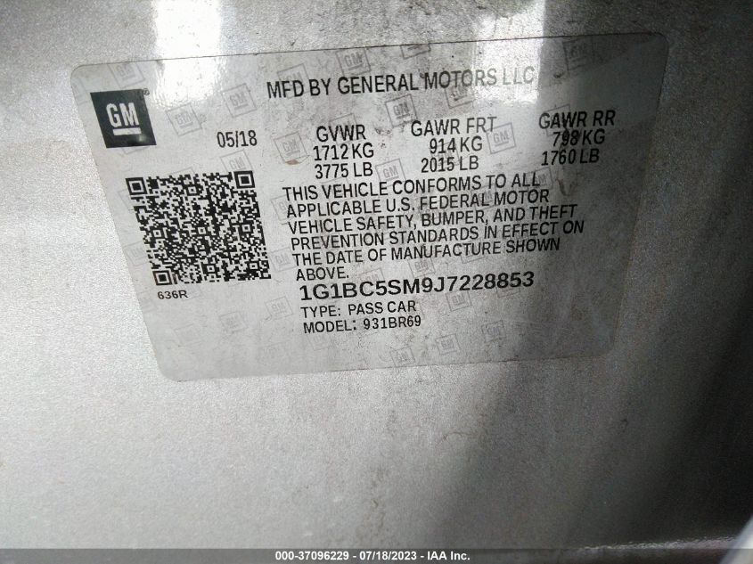 2018 CHEVROLET CRUZE LS - 1G1BC5SM9J7228853