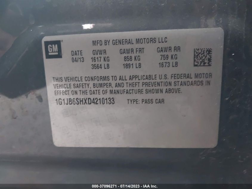 2013 CHEVROLET SONIC LS - 1G1JB6SHXD4210133