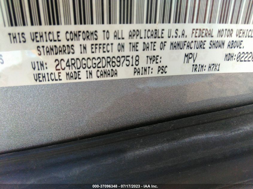2013 DODGE GRAND CARAVAN SXT - 2C4RDGCG2DR697518