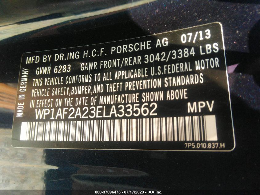 2014 PORSCHE CAYENNE DIESEL - WP1AF2A23ELA33562