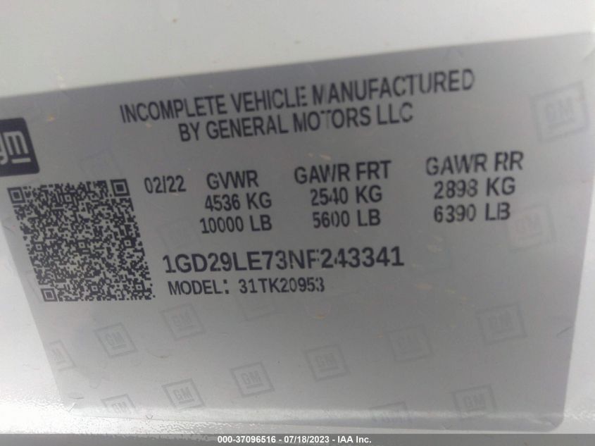 2022 GMC SIERRA 2500HD PRO - 1GD29LE73NF243341