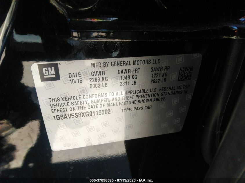 2016 CADILLAC CTS SEDAN V-SPORT PREMIUM RWD - 1G6AV5S8XG0119502