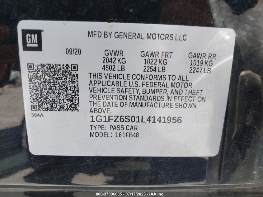 2020 CHEVROLET BOLT EV PREMIER - 1G1FZ6S01L4141956