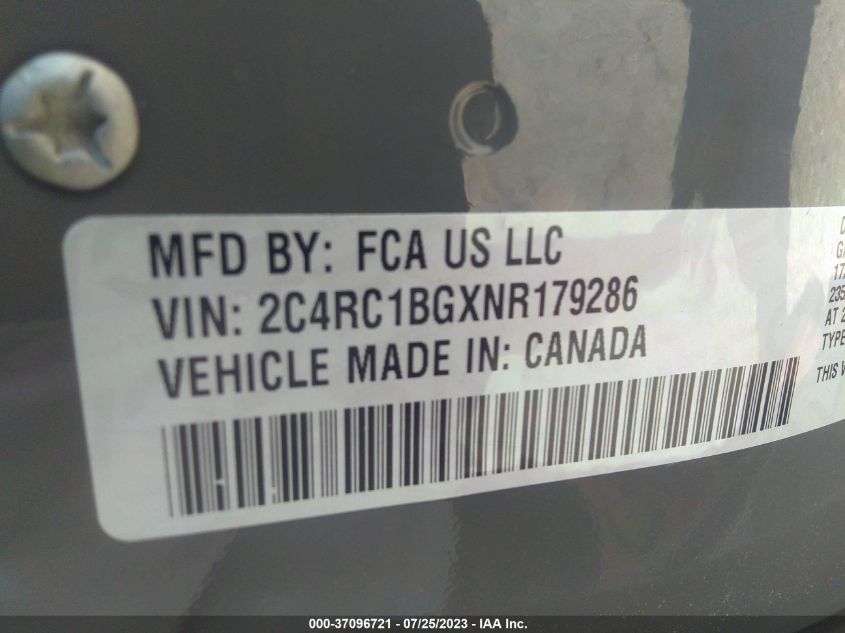 VIN 2C4RC1BGXNR179286 2022 CHRYSLER PACIFICA no.9