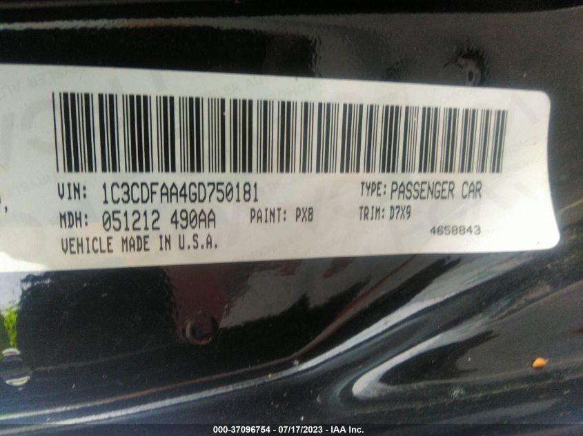 2016 DODGE DART SE - 1C3CDFAA4GD750181
