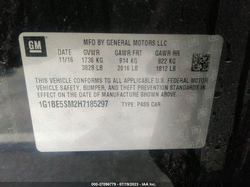 2017 CHEVROLET CRUZE LT - 1G1BE5SM2H7185297