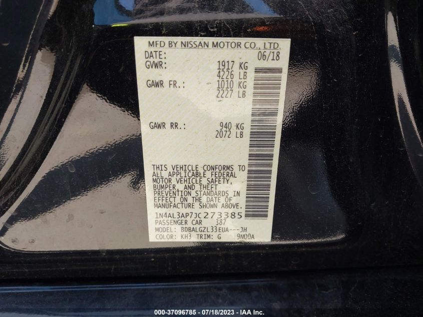 2018 NISSAN ALTIMA 2.5 S - 1N4AL3AP7JC273385
