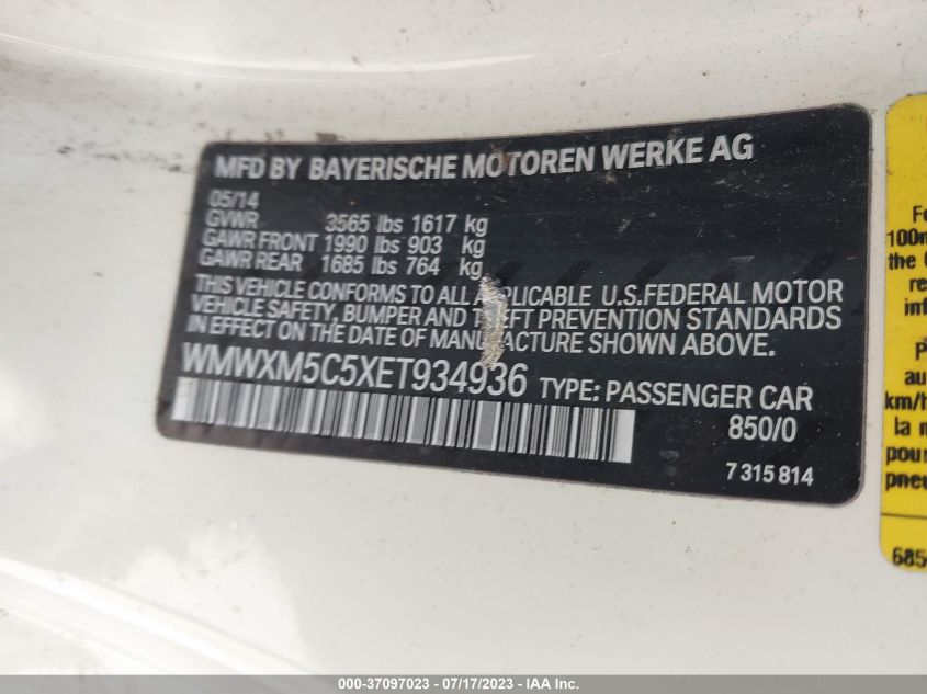 2014 MINI COOPER HARDTOP - WMWXM5C5XET934936