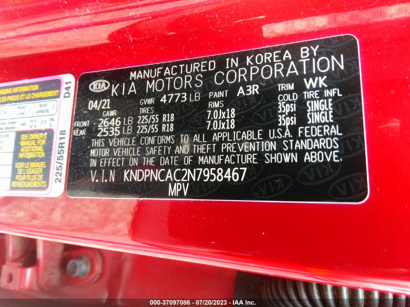 2022 KIA SPORTAGE EX - KNDPNCAC2N7958467