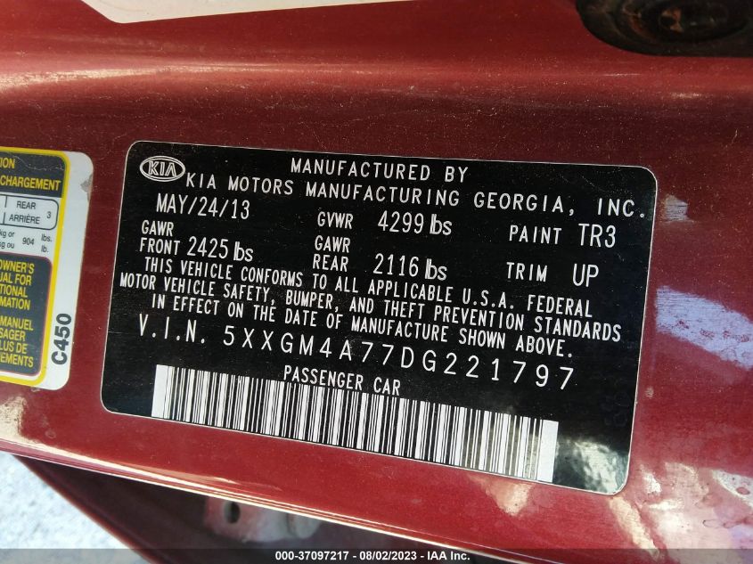 2013 KIA OPTIMA LX - 5XXGM4A77DG221797