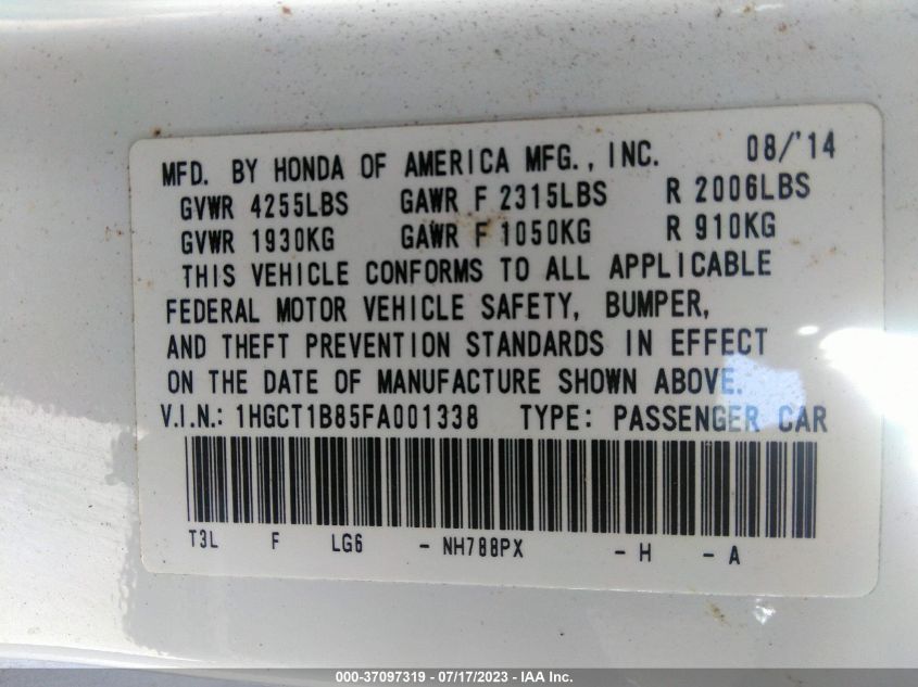 2015 HONDA ACCORD COUPE EX-L - 1HGCT1B85FA001338