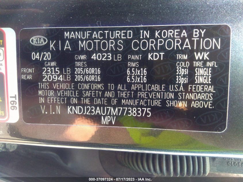 2021 KIA SOUL LX - KNDJ23AU7M7738375