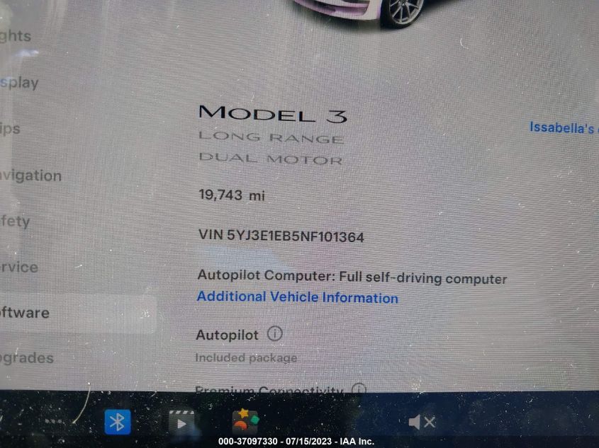 2022 TESLA MODEL 3 - 5YJ3E1EB5NF101364