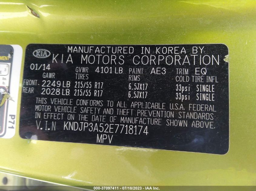 2014 KIA SOUL + - KNDJP3A52E7718174