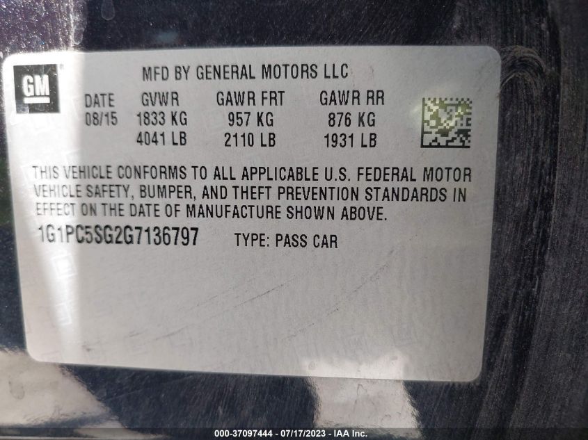 2016 CHEVROLET CRUZE LIMITED LS - 1G1PC5SG2G7136797