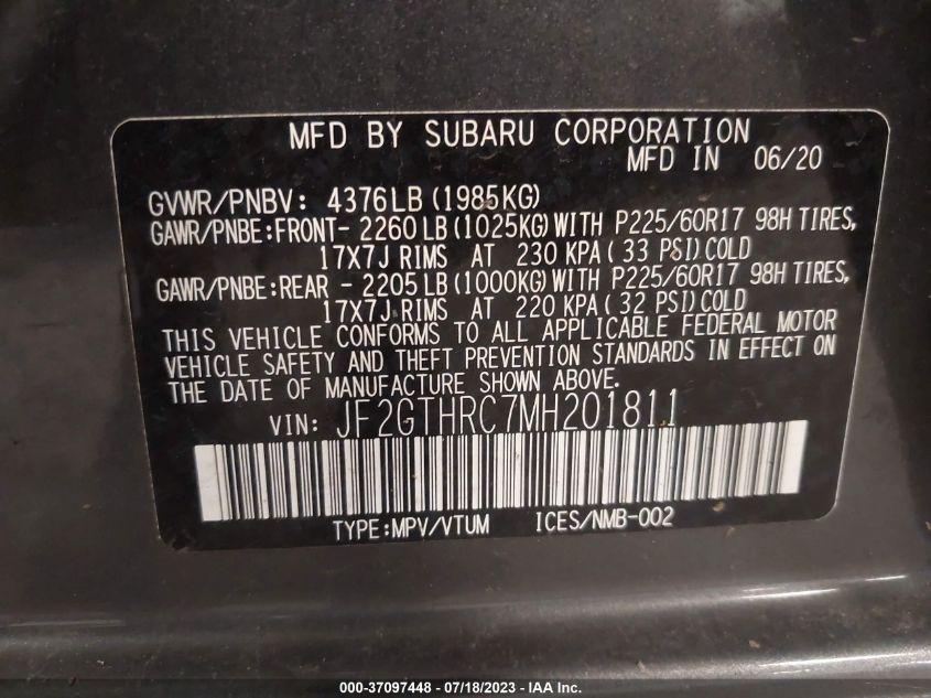 2021 SUBARU CROSSTREK SPORT - JF2GTHRC7MH201811