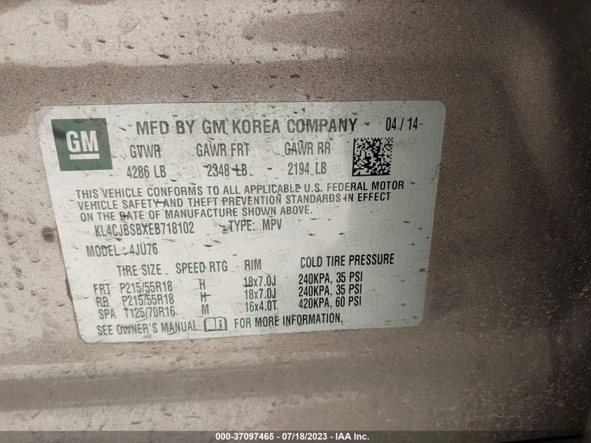 2014 BUICK ENCORE CONVENIENCE - KL4CJBSBXEB718102