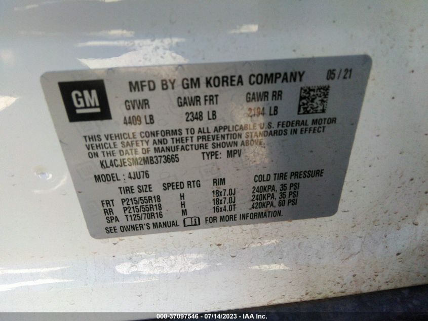 2021 BUICK ENCORE PREFERRED - KL4CJESM2MB373665