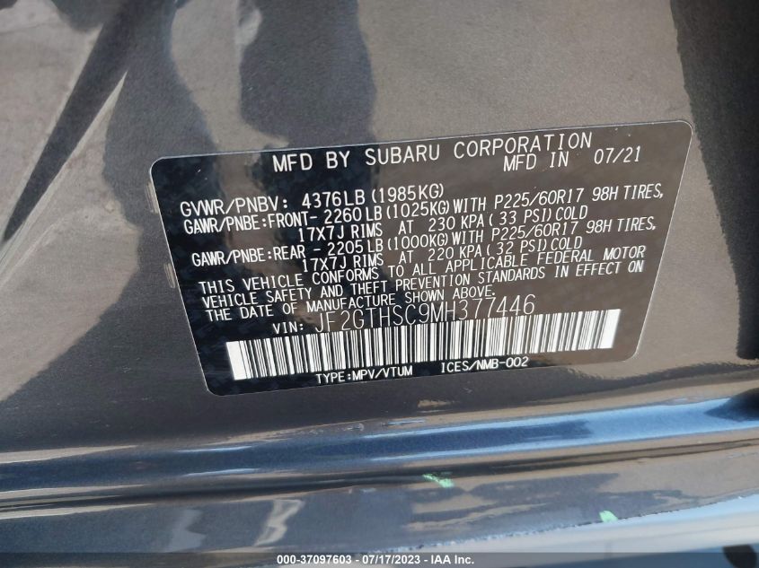 2021 SUBARU CROSSTREK SPORT - JF2GTHSC9MH377446