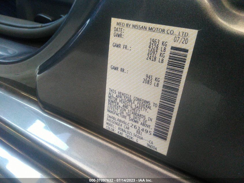 2020 NISSAN ALTIMA 2.5 S - 1N4BL4BV6LC261495
