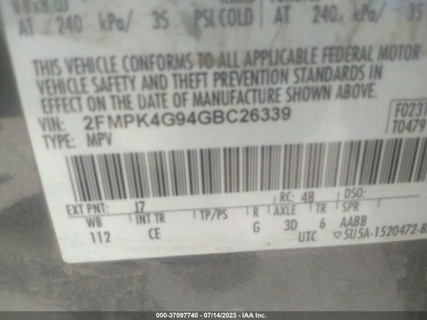 2016 FORD EDGE SE - 2FMPK4G94GBC26339
