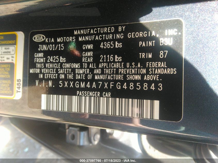 2015 KIA OPTIMA LX - 5XXGM4A7XFG485843