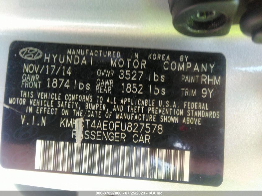 2015 HYUNDAI ACCENT GLS - KMHCT4AE0FU827578