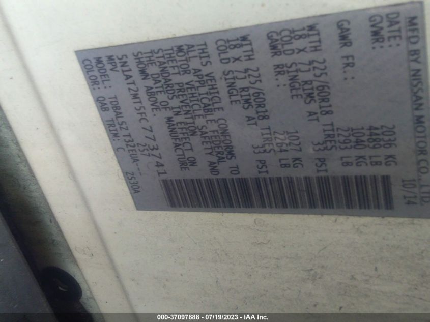 2015 NISSAN ROGUE SL - 5N1AT2MT5FC773741