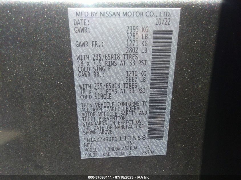 2023 NISSAN MURANO SV - 5N1AZ2BS0PC111558