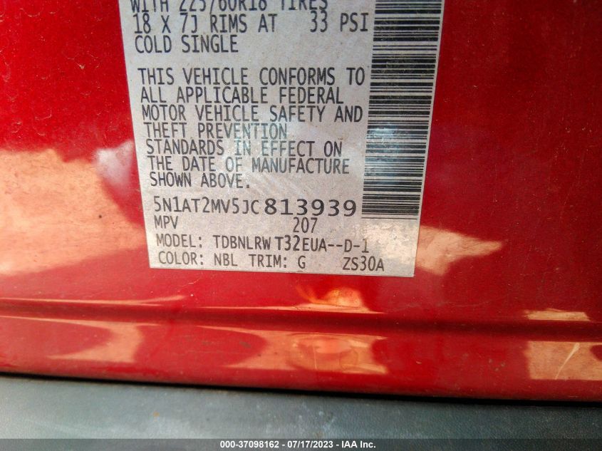 2018 NISSAN ROGUE SL - 5N1AT2MV5JC813939