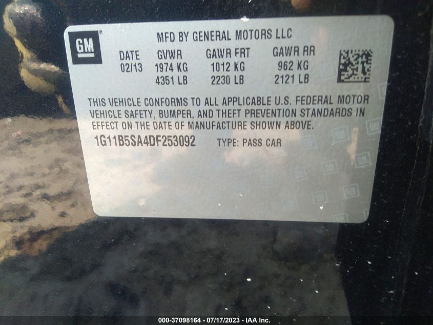 2013 CHEVROLET MALIBU LS - 1G11B5SA4DF253092