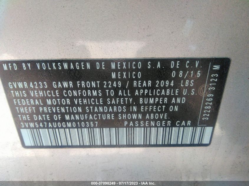 2016 VOLKSWAGEN GOLF GTI AUTOBAHN W - 3VW547AU0GM010357