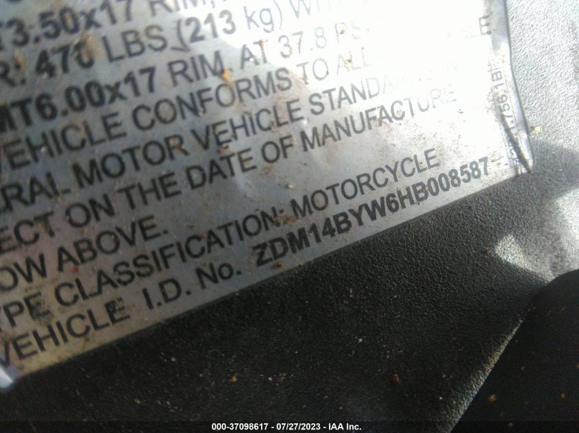2017 DUCATI SUPERBIKE 1299 PANIGALE/S ZDM14BYW6HB008587